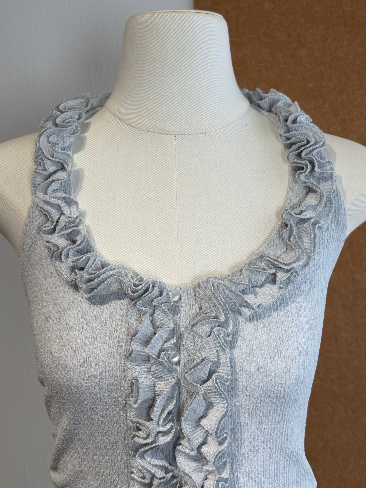 Ruffle Trim Shimmer Knit Vest | Amity