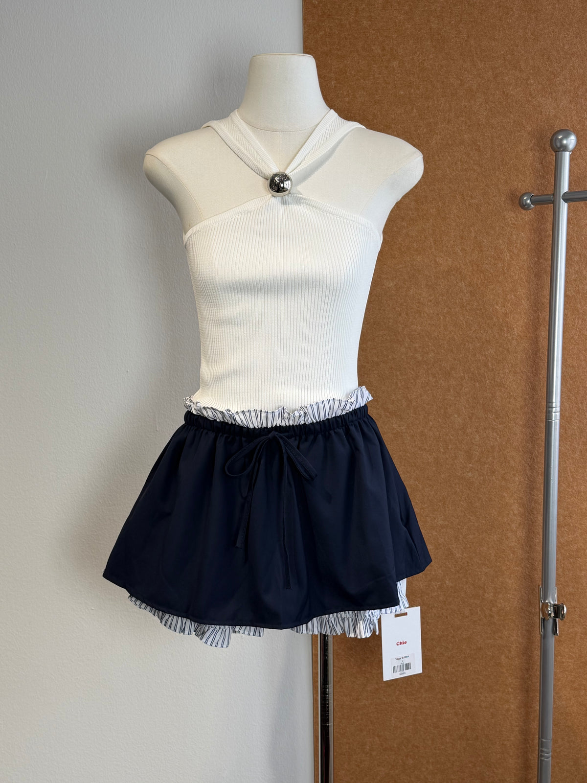 Navy Stripe Layered Skort | Vega