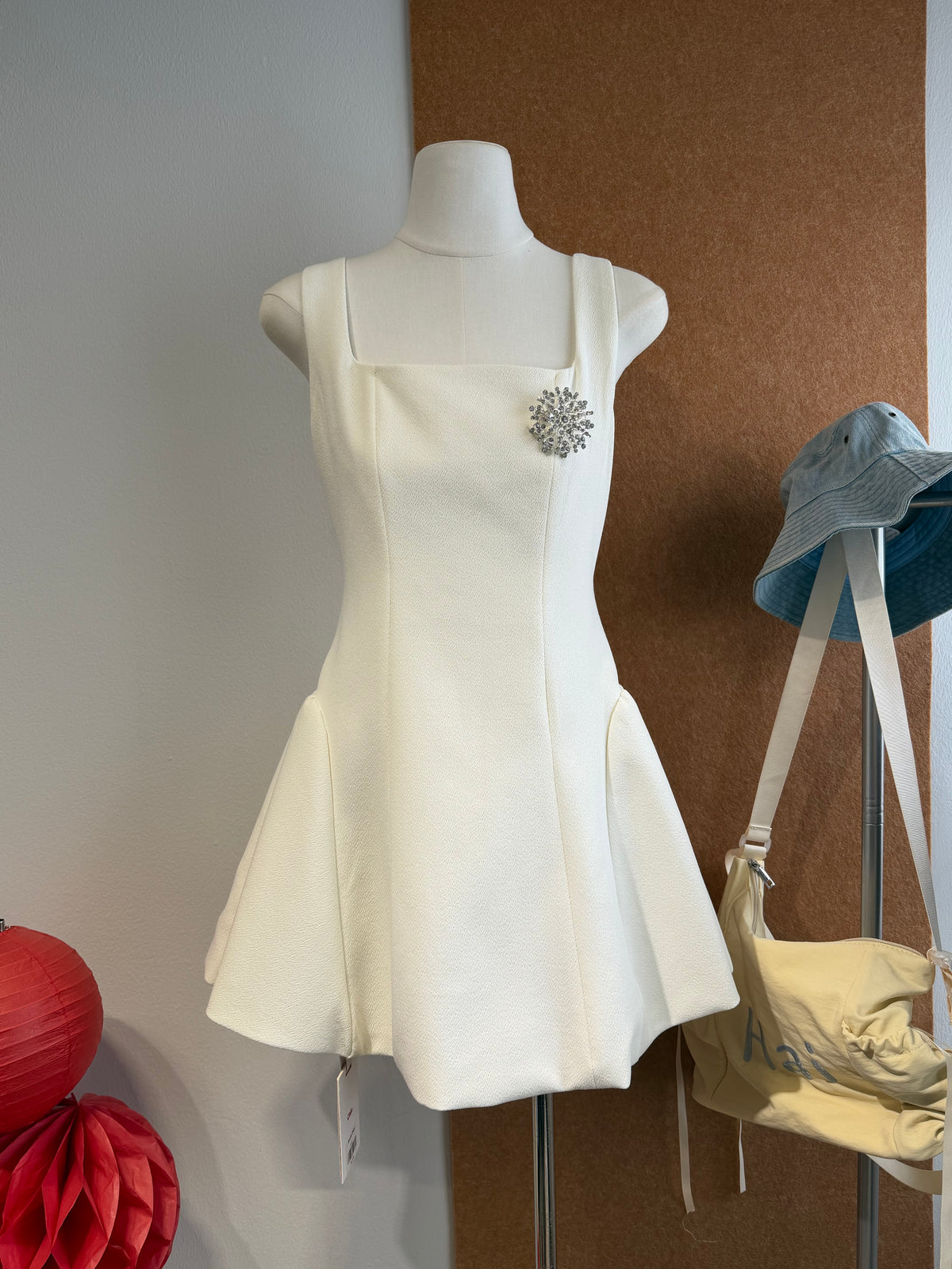 Square-Neck Lace-Up Mini Dress | Jemma Dress