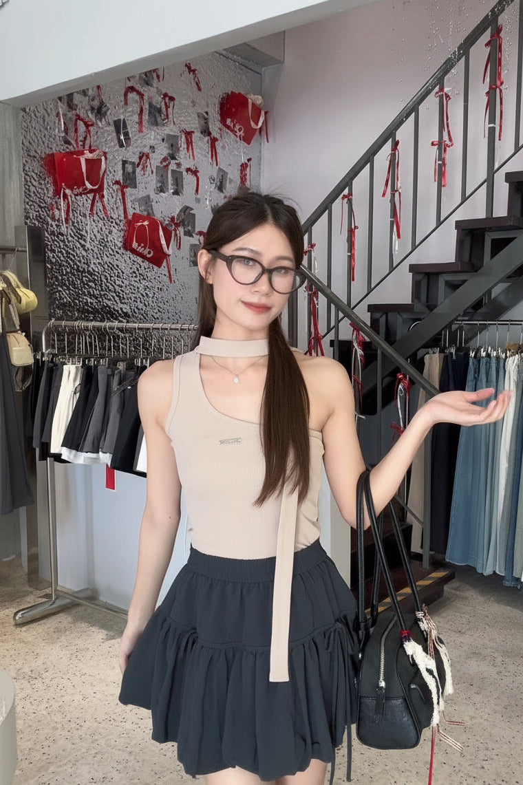 High-Waist Balloon Bubble Mini Skirt with Built-In Shorts | Harper