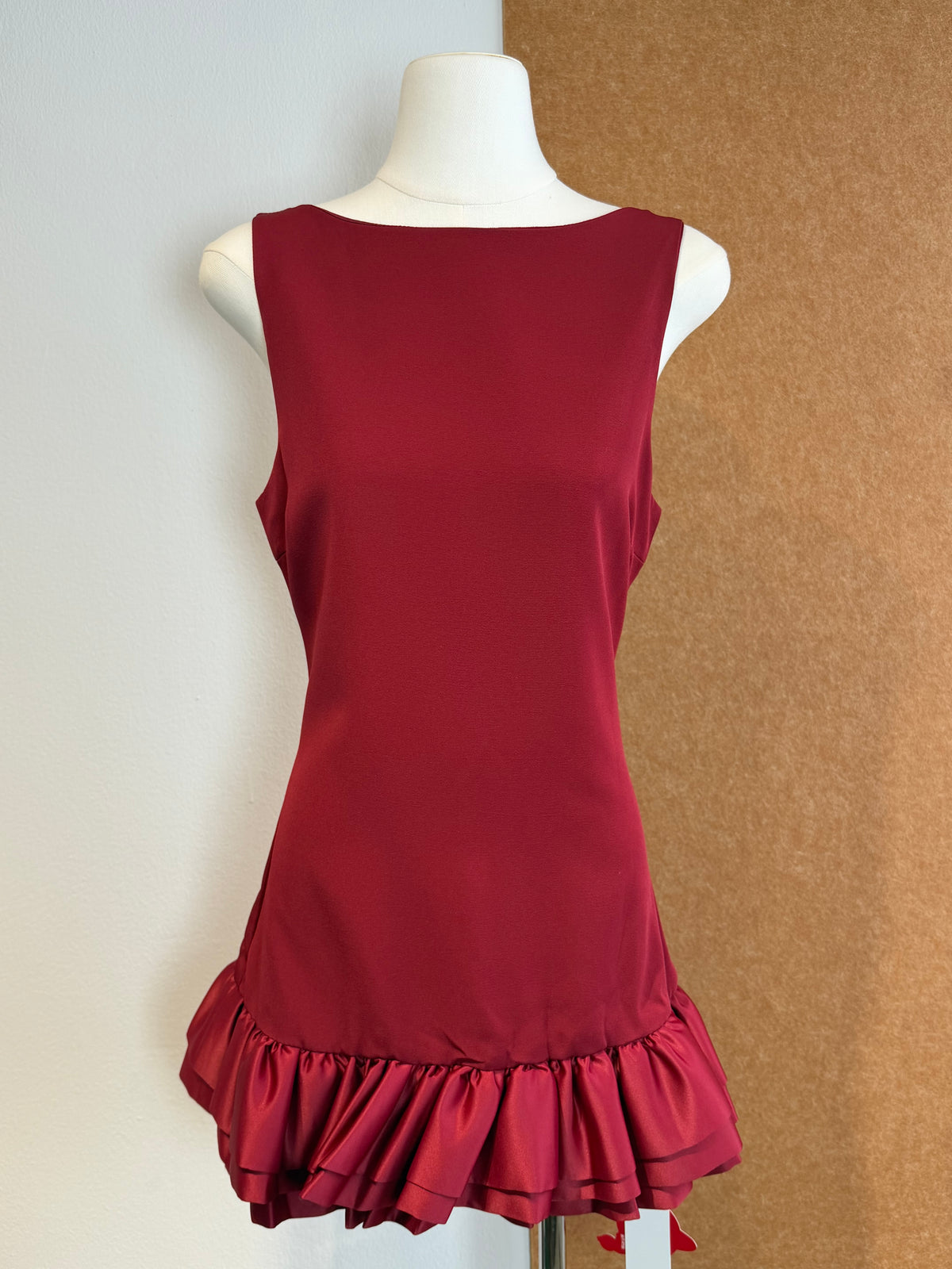 Boat-Neck Double Ruffle-Hem Mini Dress | Ursula