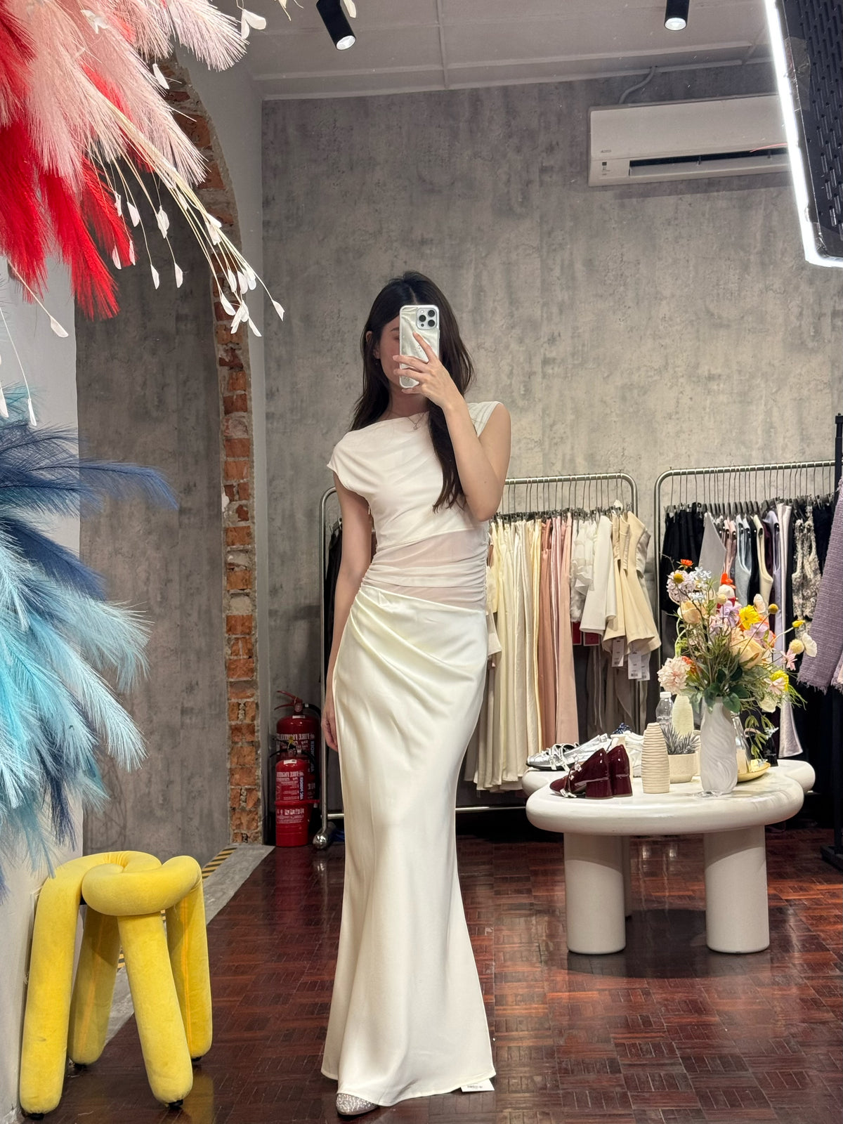 Draped Cowl Neck Satin Maxi Dress | Yena