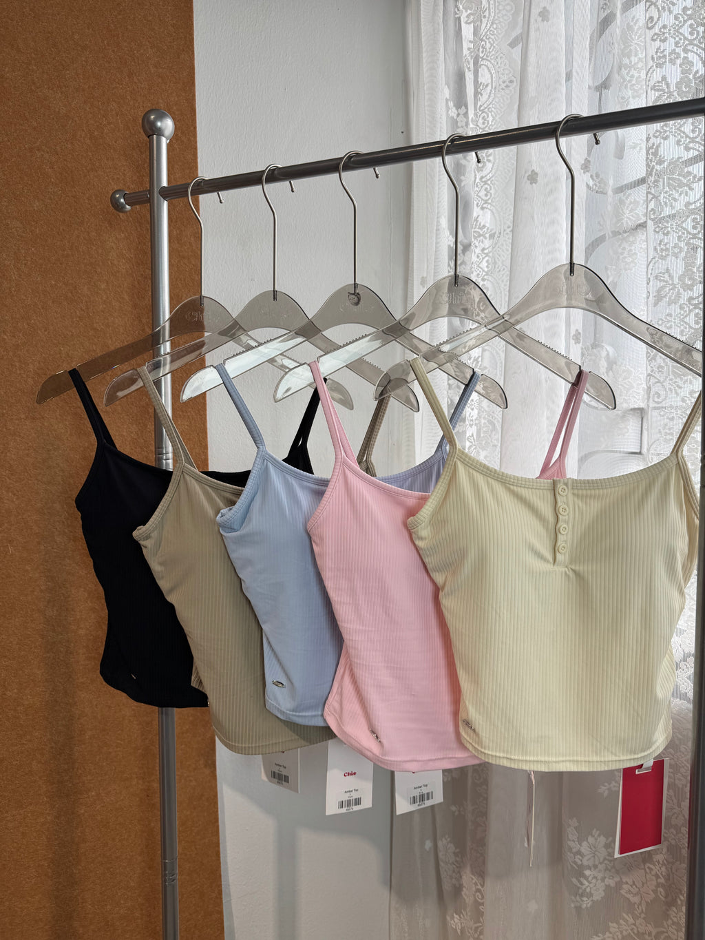 Ribbed Button-Front Cami | Amber