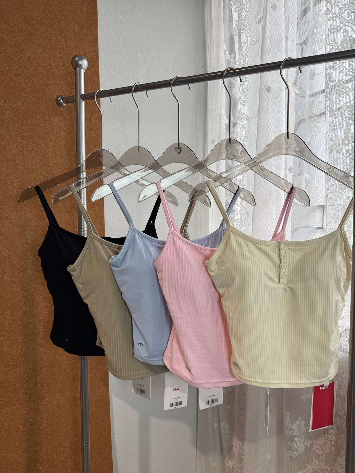 Ribbed Button-Front Cami | Amber