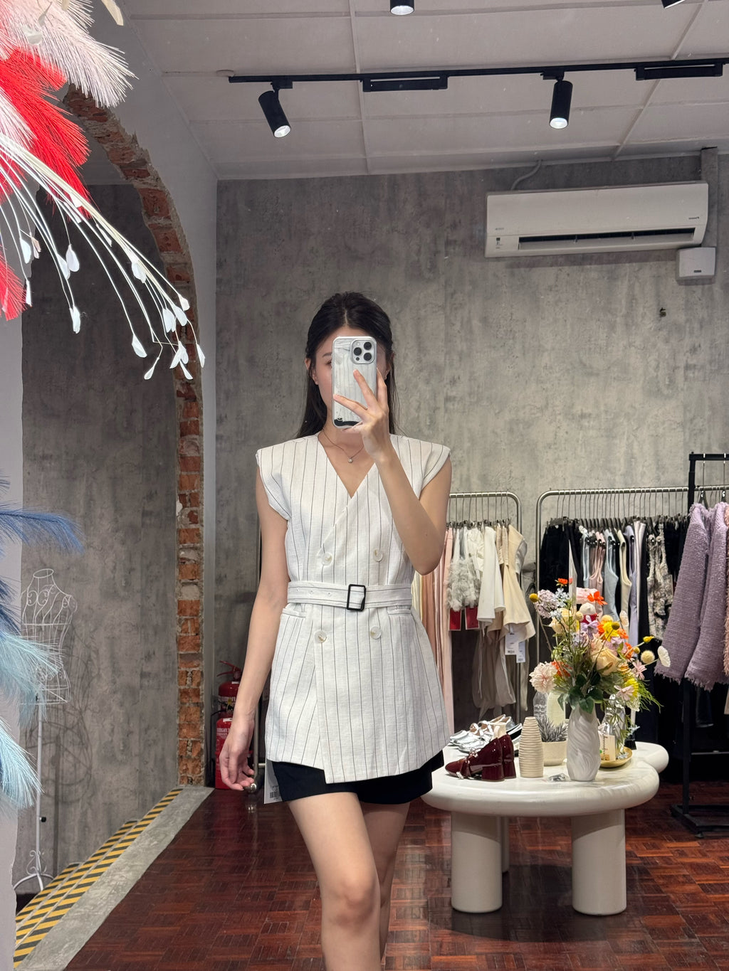 Pinstripe Vest & Wide-Leg Trouser Set | Zorana