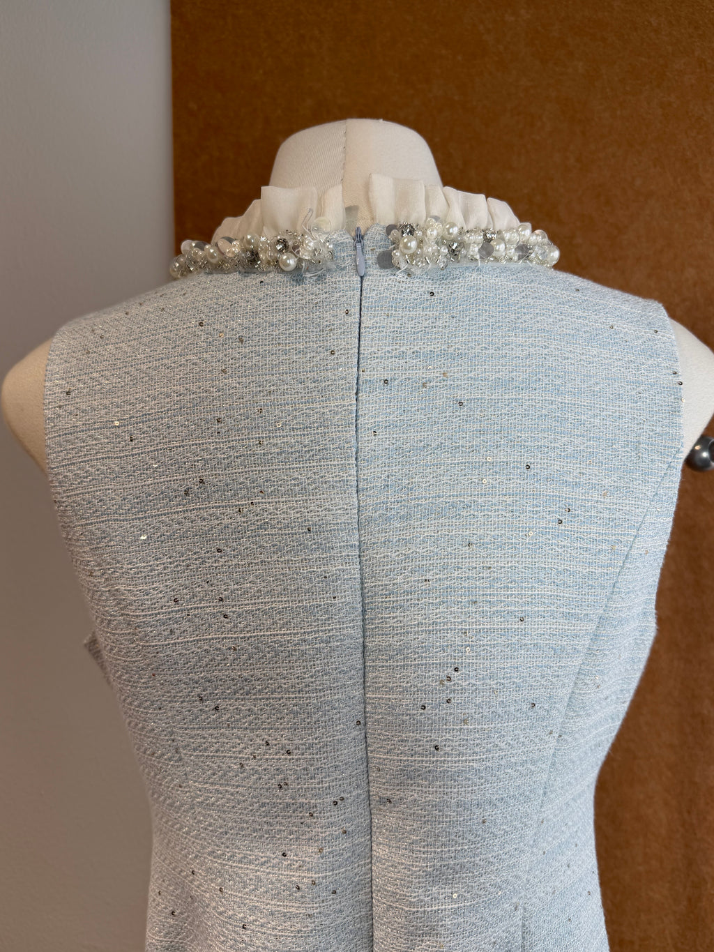 Sparkle Tweed Crystal-Button Belted A-Line Mini Dress | Jolie