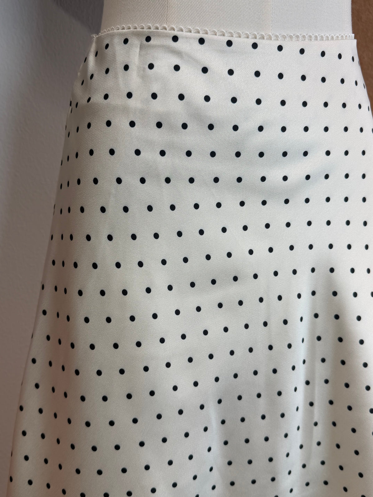 Cream Polka-Dot A-Line Skirt | Usha Bottom