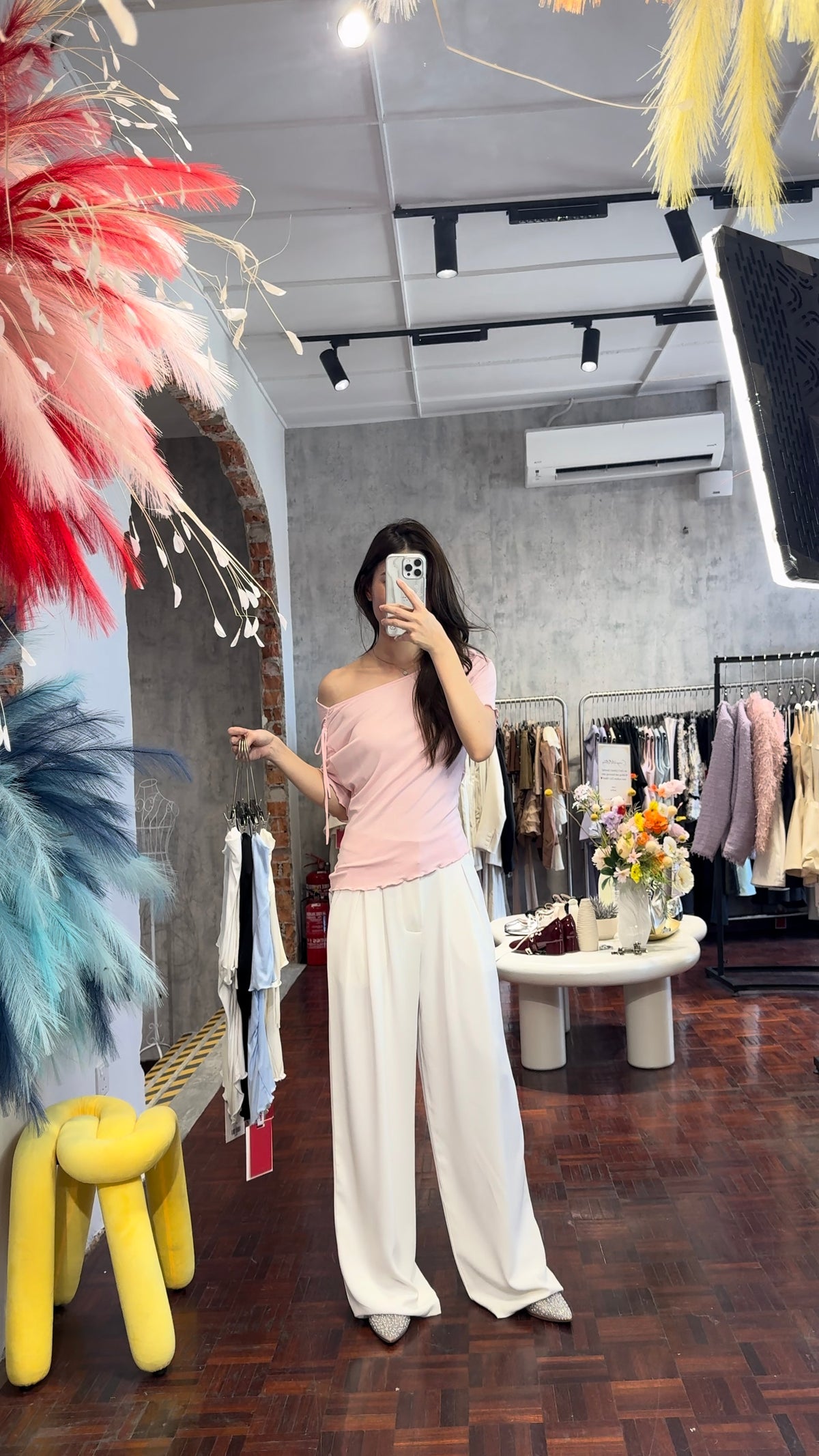 Open-Shoulder Tie Bow Ruched Jersey Top | Ari