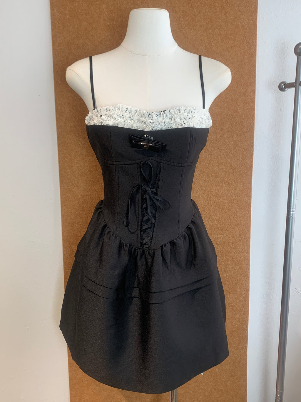 Corset Lace-Up Puffball Mini Dress | Jynah