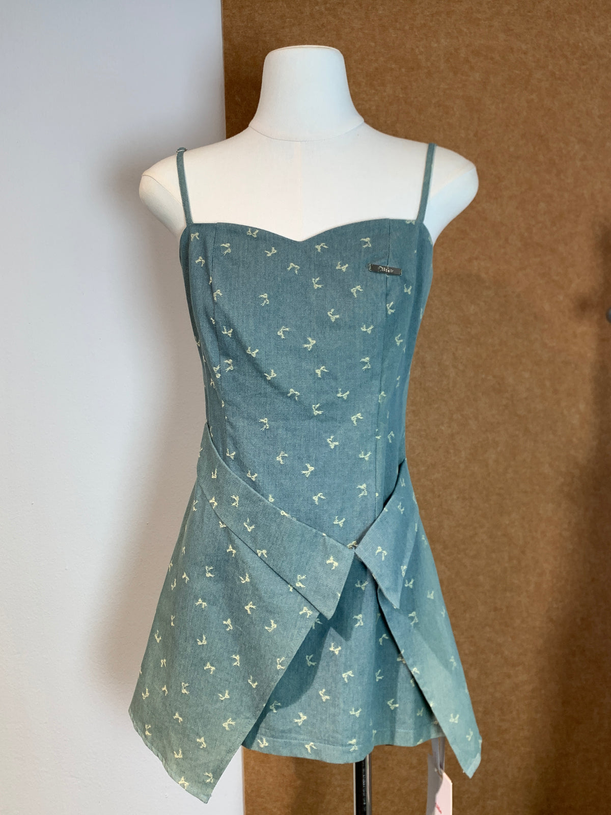 Bow Print Denim Mini Dress | Jessie