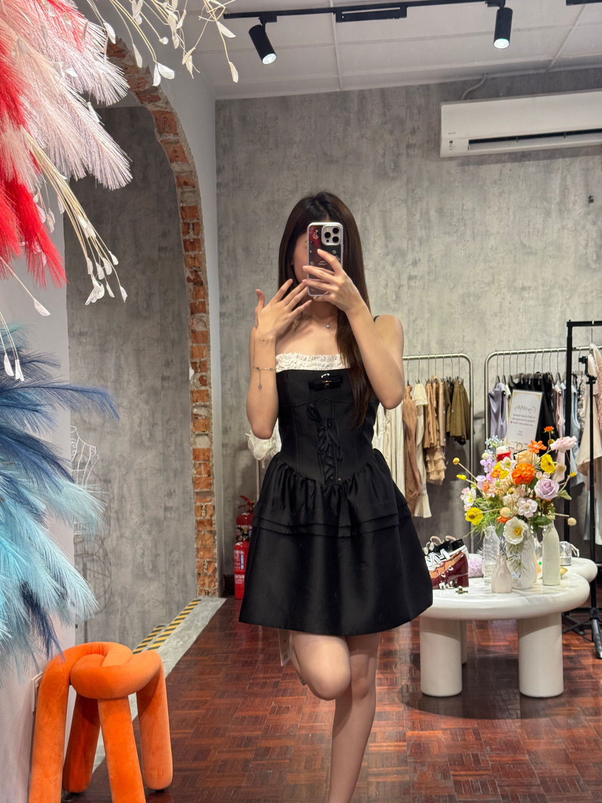 Corset Lace-Up Puffball Mini Dress | Jynah
