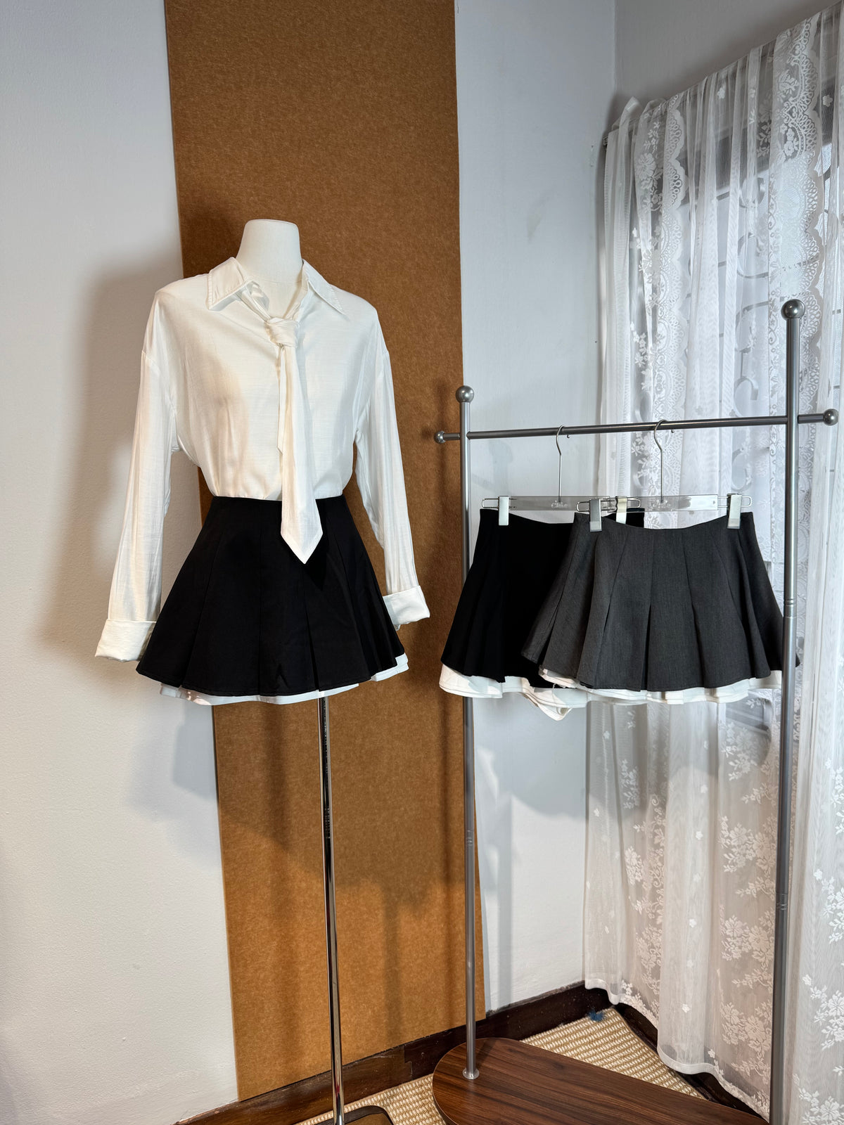 High-Waist Pleated Mini Skirt with Built-In Shorts | Corinne