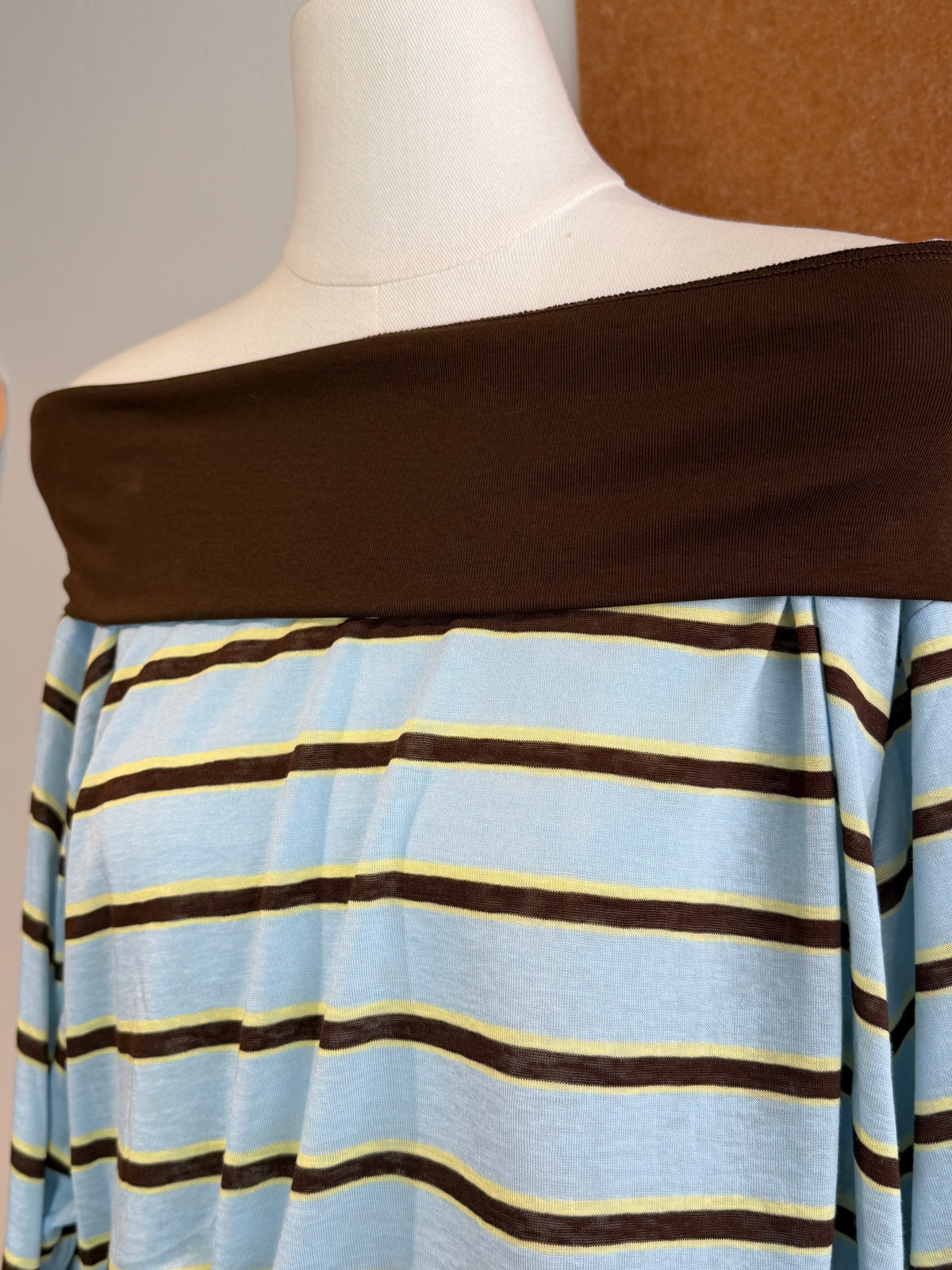 Contrast Band Off-Shoulder Stripe Top | Margot