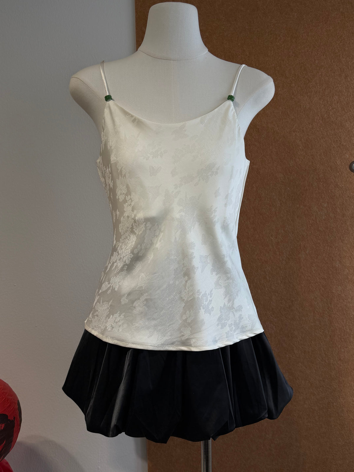 Jade Ring Strap Jacquard Satin Cami Top | Brisa