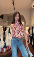 Polka Dot Ruffle-Front Halter Top | Petra
