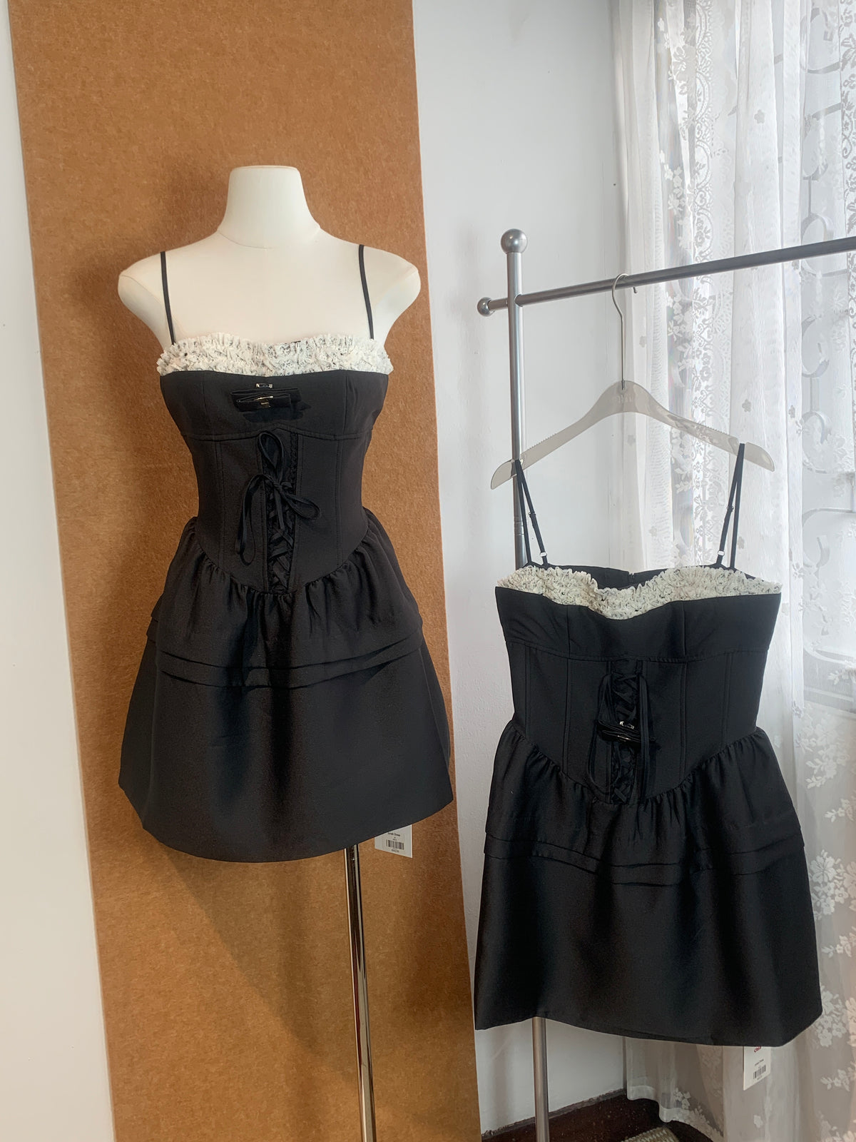 Corset Lace-Up Puffball Mini Dress | Jynah