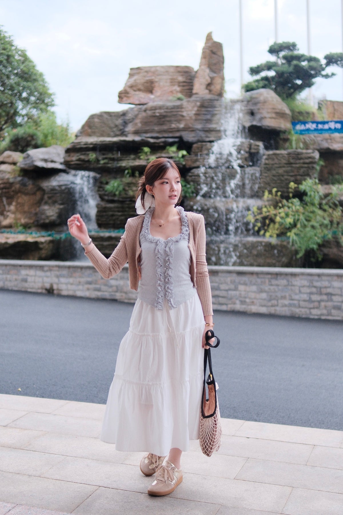 Ruffle Trim Shimmer Knit Vest | Amity