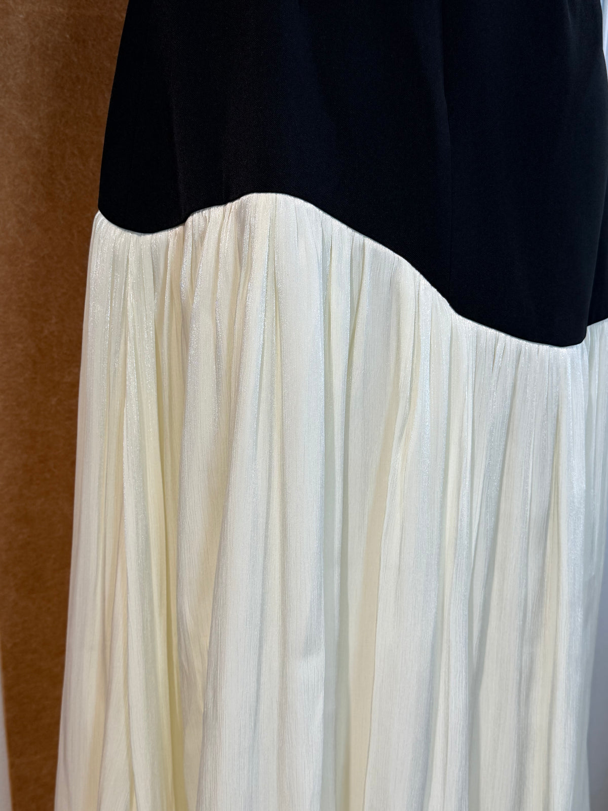 Colour-Block Asymmetric Ruffle Midi Dress | Allison
