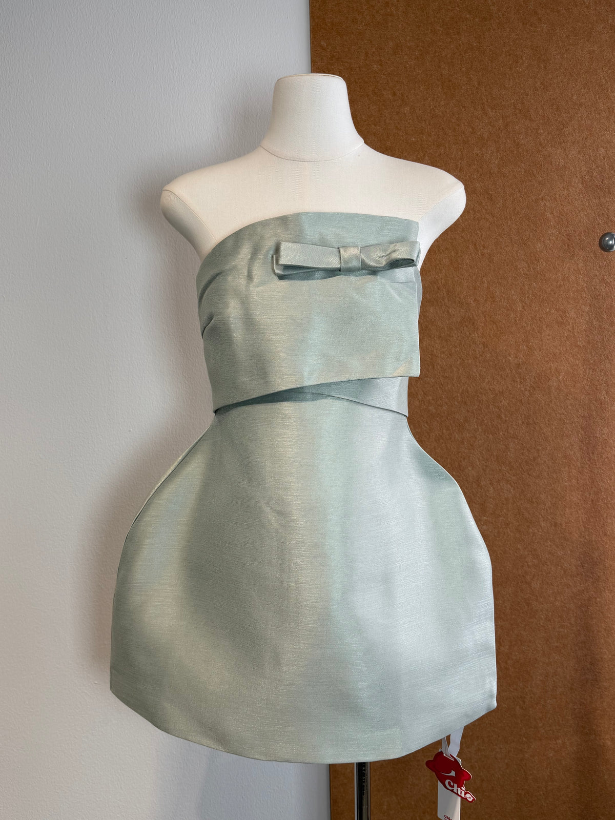 Structured Bow Bubble-Skirt Strapless Mini Dress | Zina