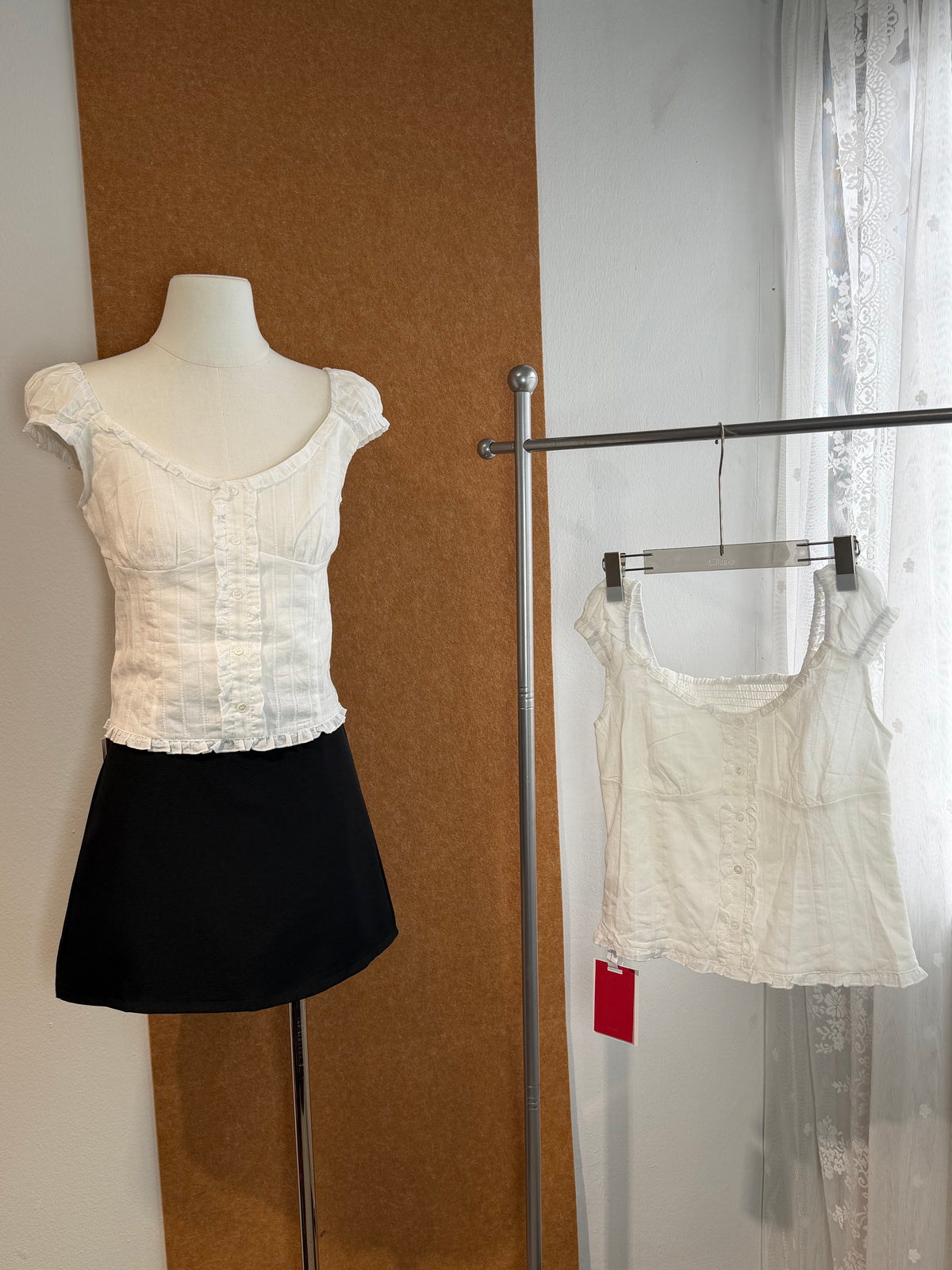 Jacquard Puff-Sleeve Corset Blouse | Nixie