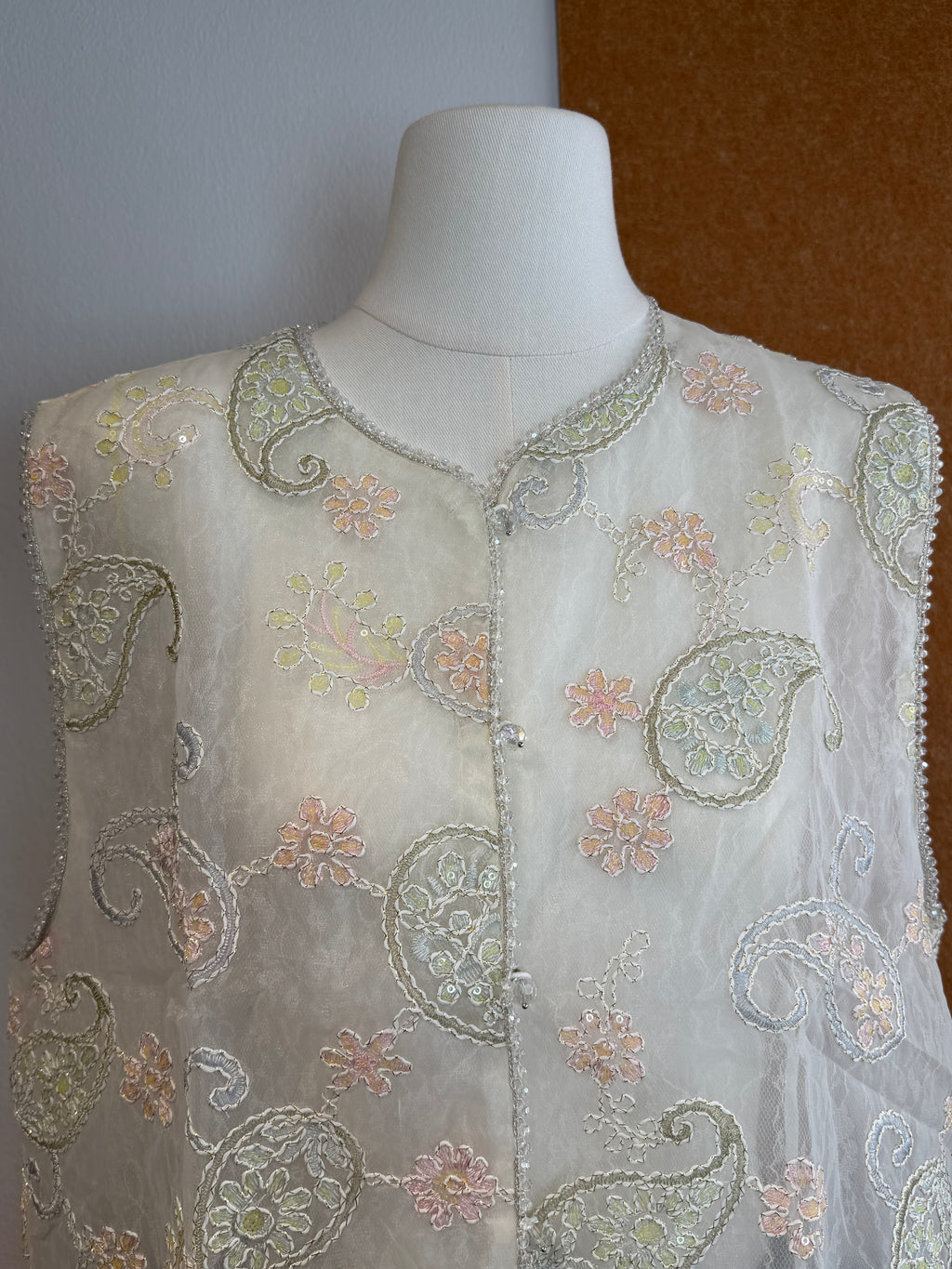 Paisley Embroidered Organza Vest | Alison
