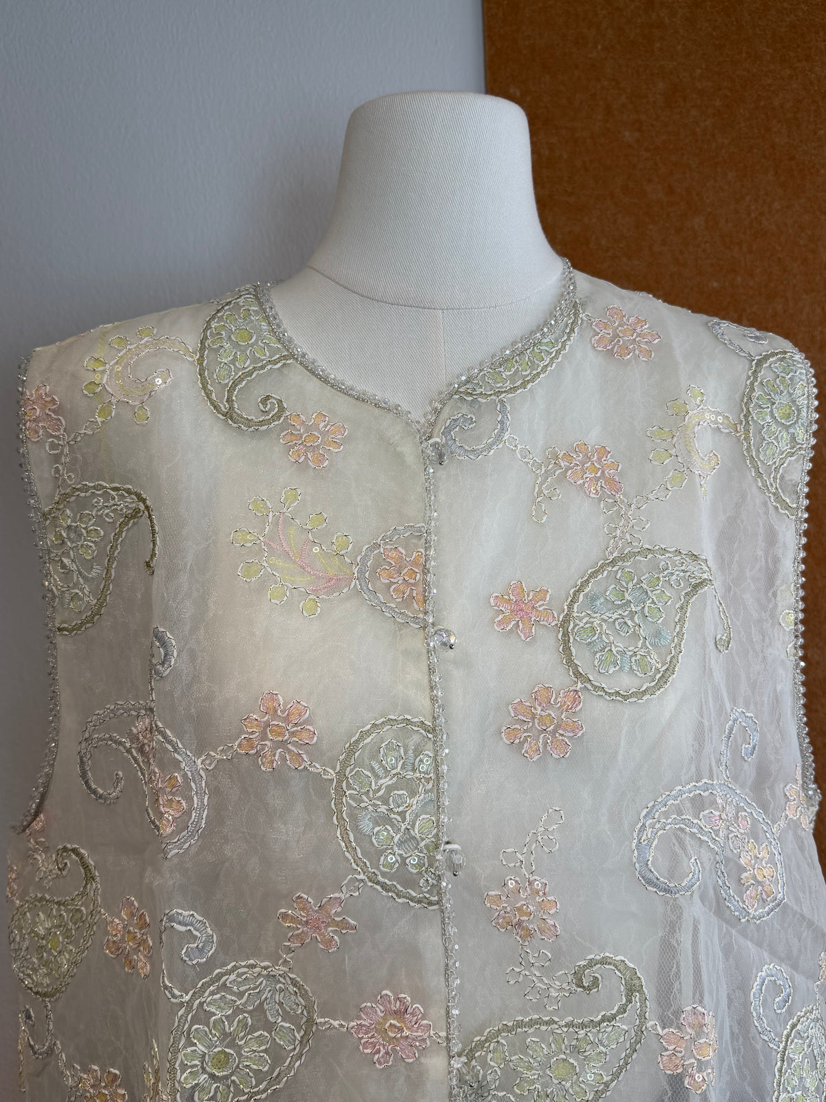 Paisley Embroidered Organza Vest | Alison