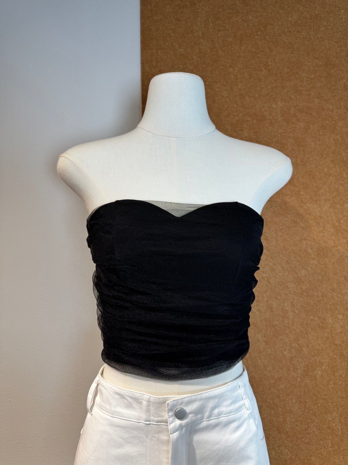 Mesh Ruched Sweetheart Bandeau | Violet