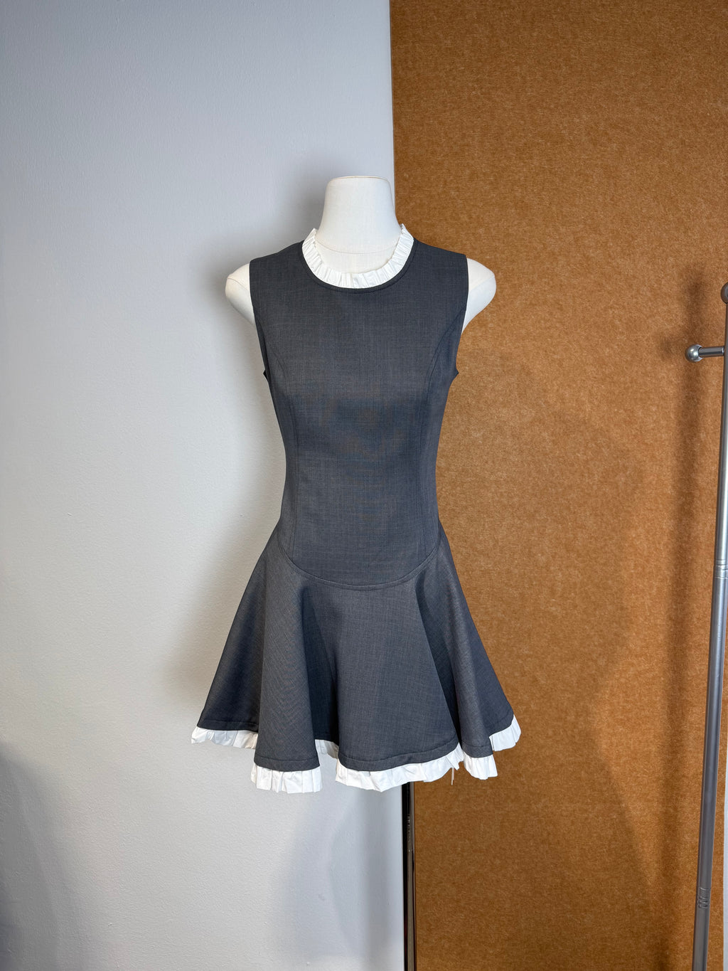 Ruffle Collar Fit-and-Flare Mini Dress | Aziel