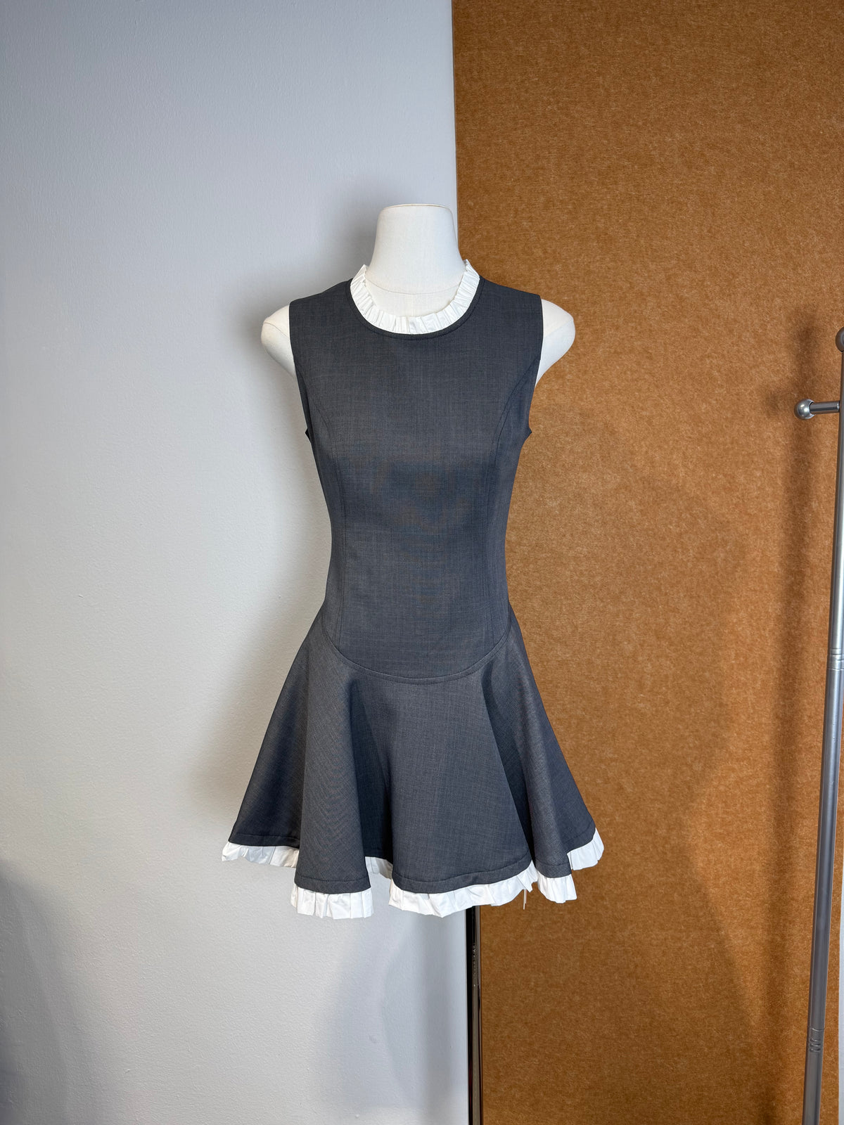 Ruffle Collar Fit-and-Flare Mini Dress | Aziel