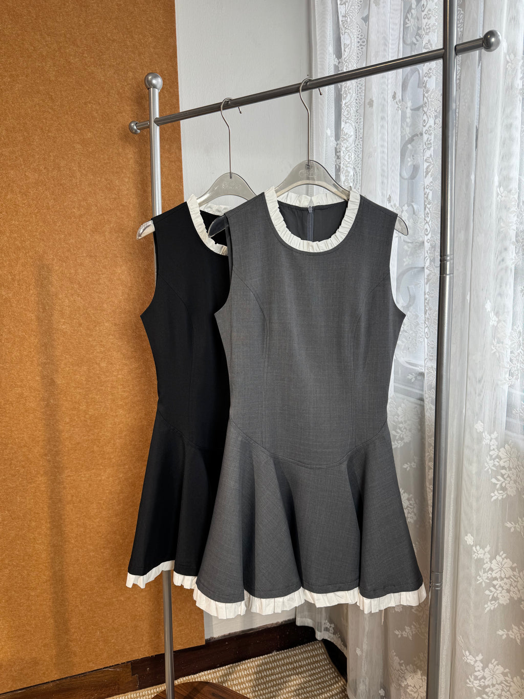 Ruffle Collar Fit-and-Flare Mini Dress | Aziel