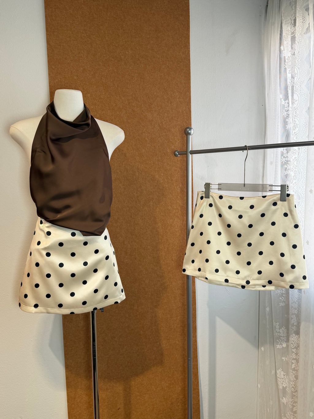 Polka Dot Satin Mini Skirt | Azura
