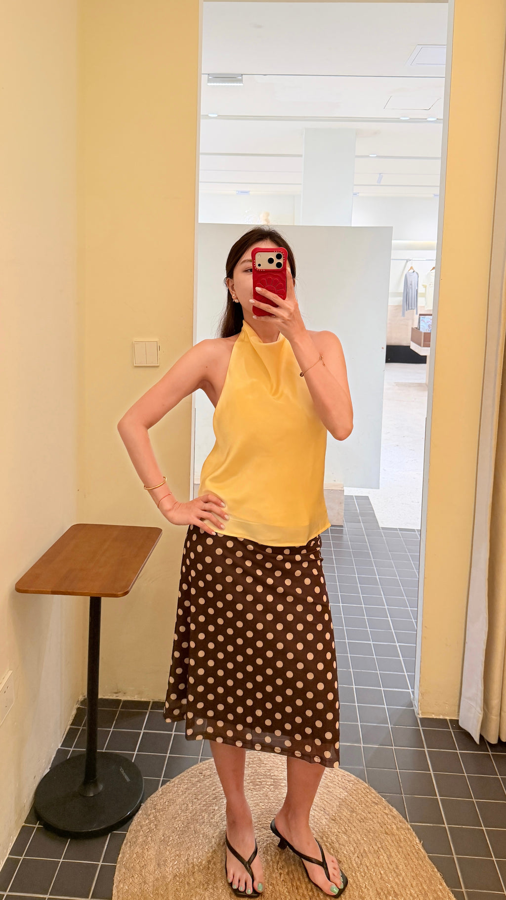 Polka Dot Jacquard Elasticated Midi Skirt | Quina