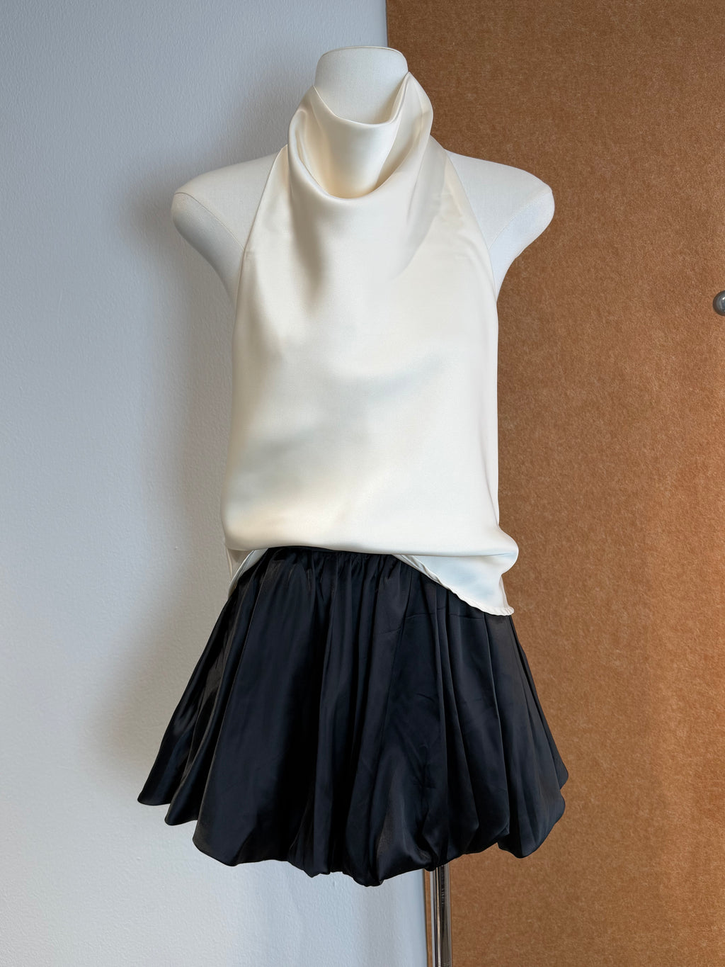 Cowl-Neck Halter Satin Top | Uma