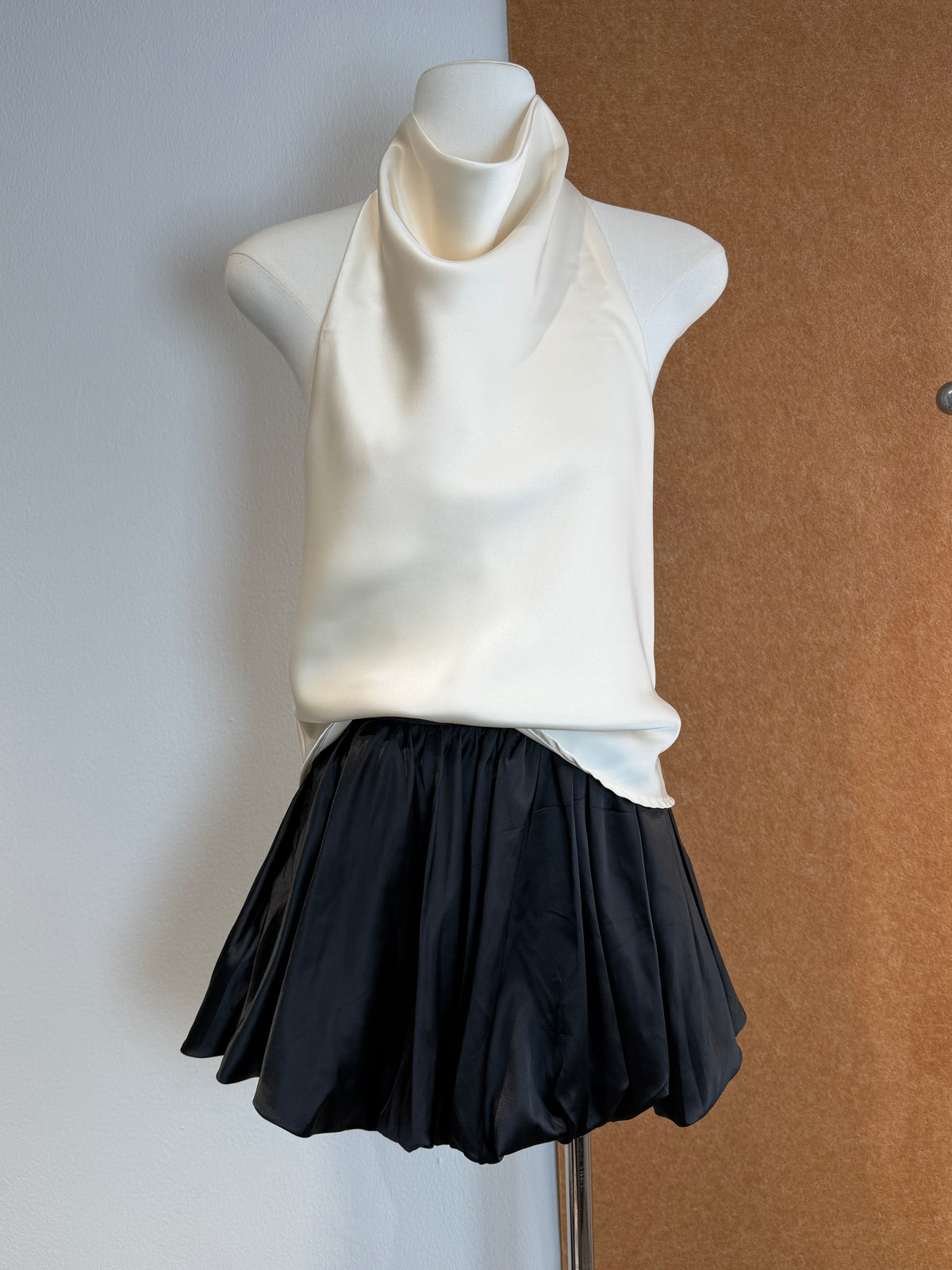 Cowl-Neck Halter Satin Top | Uma