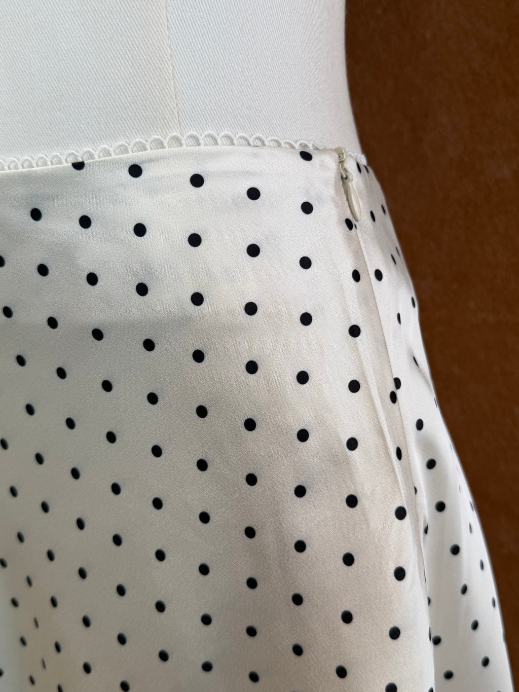 Cream Polka-Dot A-Line Skirt | Usha Bottom