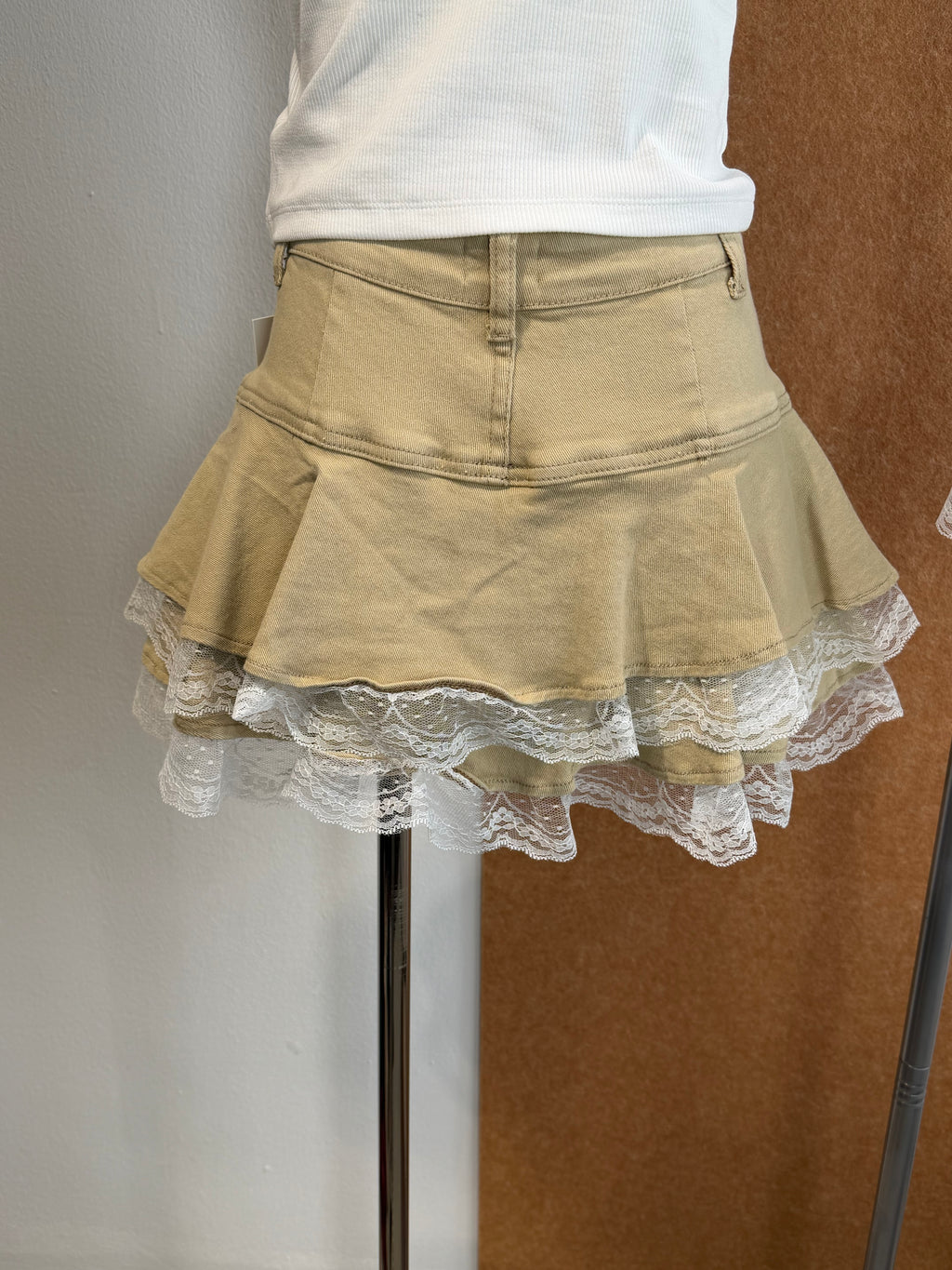 Lace Hem Denim Skort | Heidi