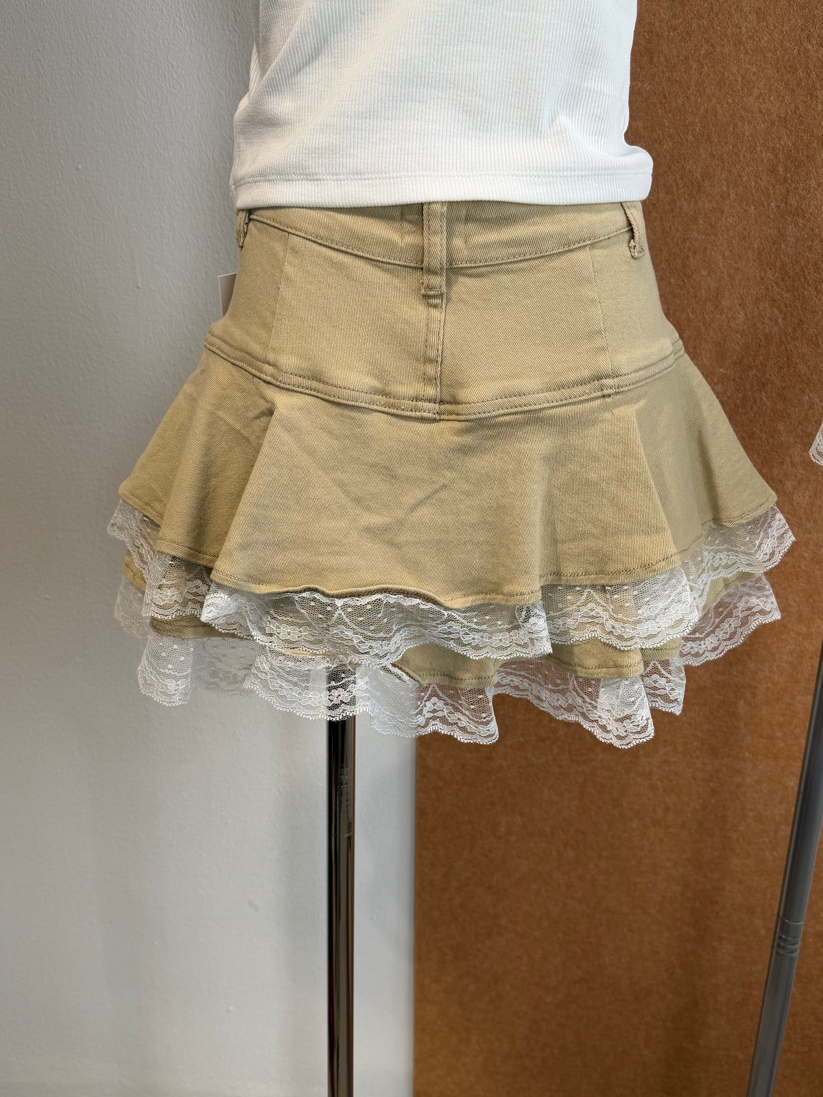 Lace Hem Denim Skort | Heidi