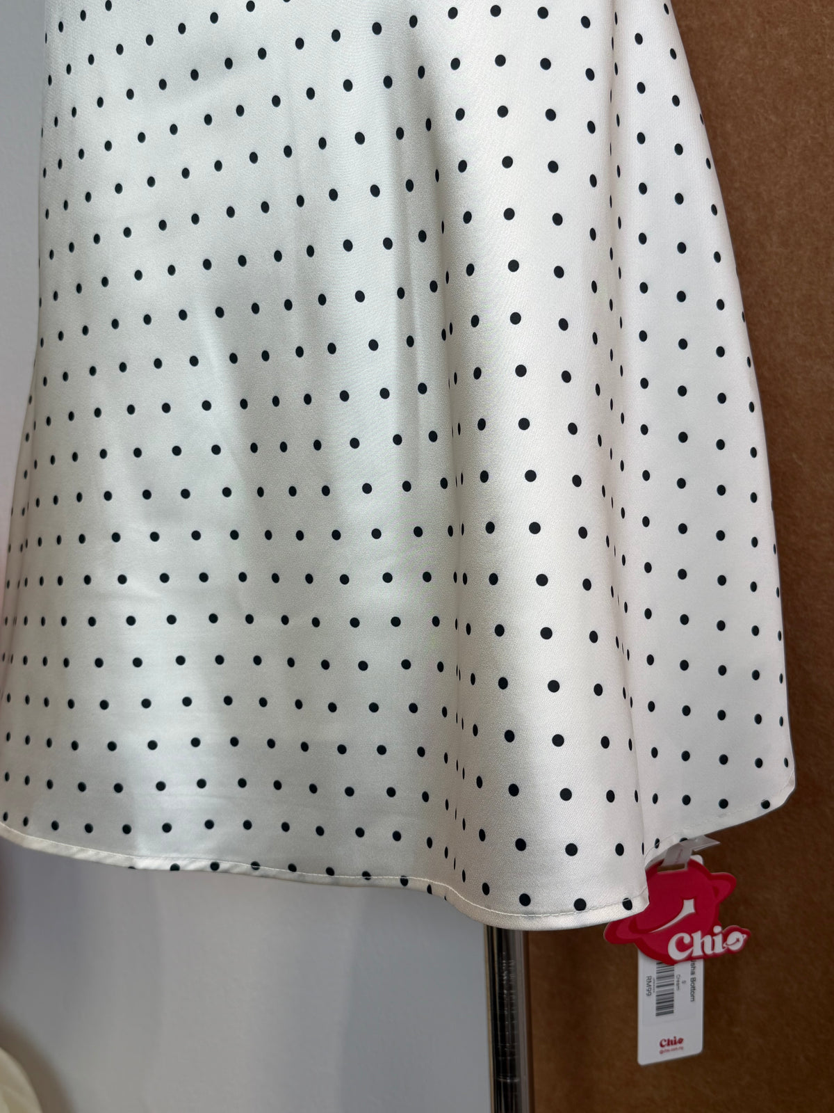 Cream Polka-Dot A-Line Skirt | Usha Bottom