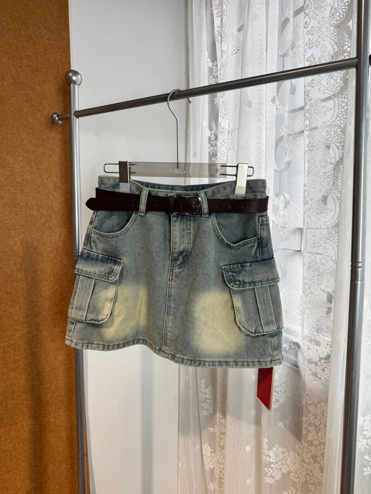 Cargo Pocket Denim Mini Skirt | Aurelia