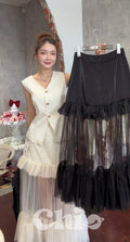 Two-Tier Tulle Ruffle Midi Skirt | Piper