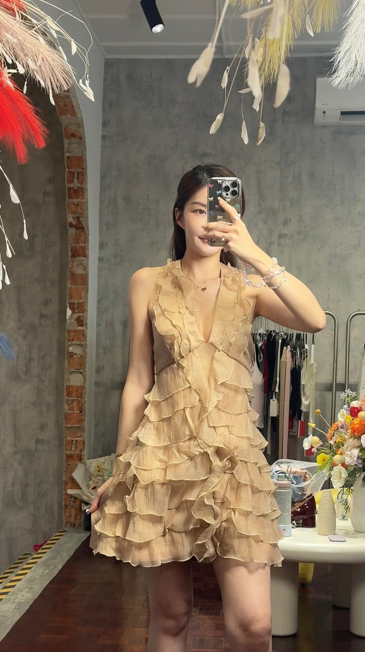 Tiered Ruffle Halter Mini Dress | Nala