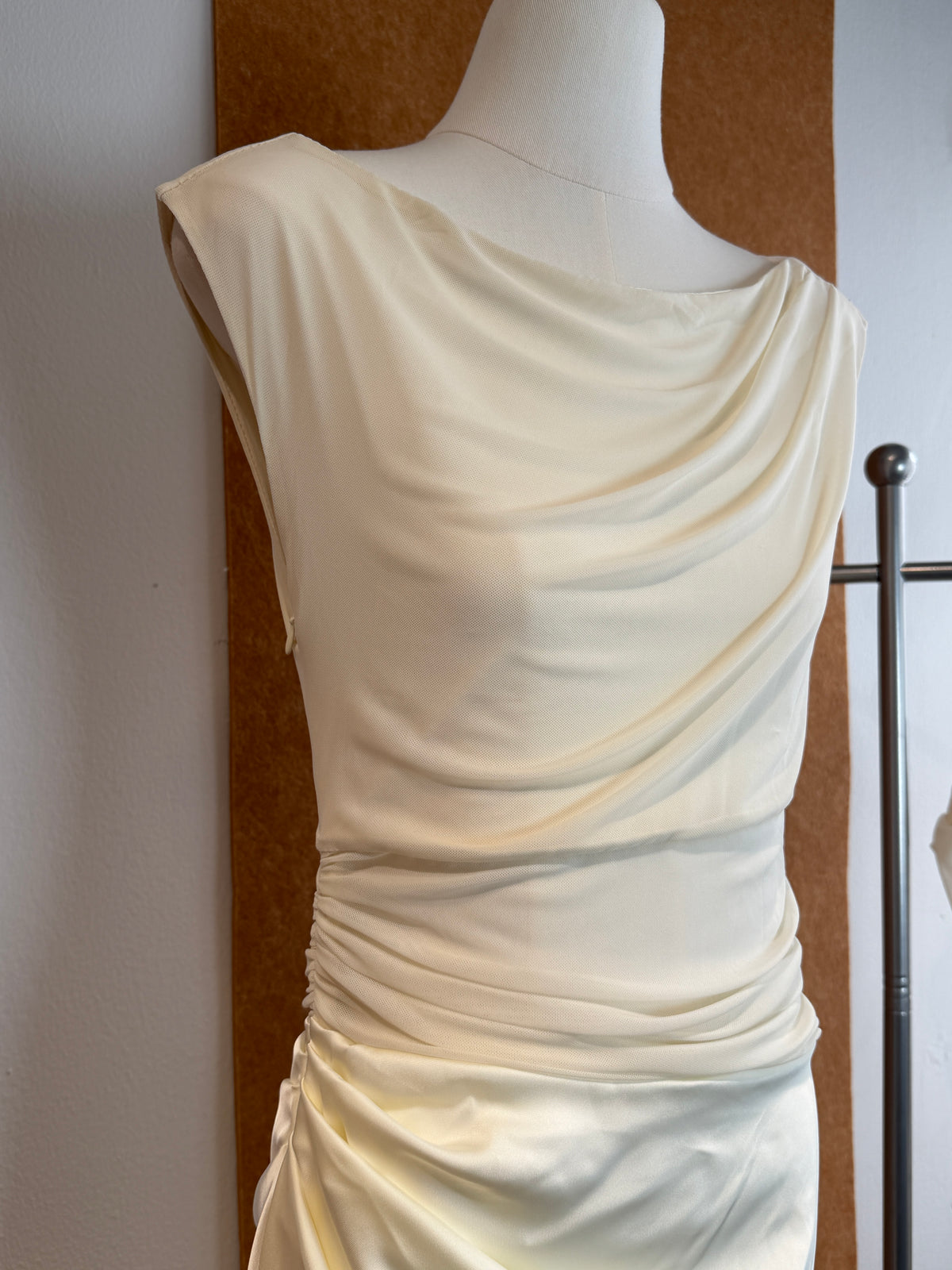 Draped Cowl Neck Satin Maxi Dress | Yena