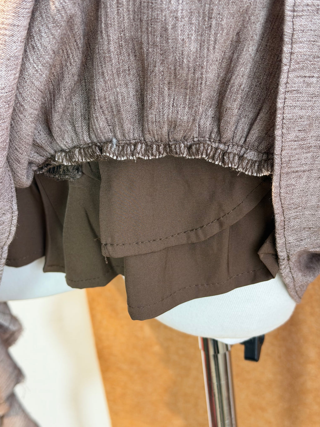 High-Waist Denim Mini Skirt with Raw-Edge Ruffle Panel and Streamers | Hailey