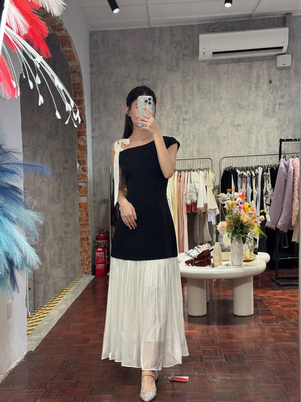 Colour Block Pleated Maxi Dress | Riley