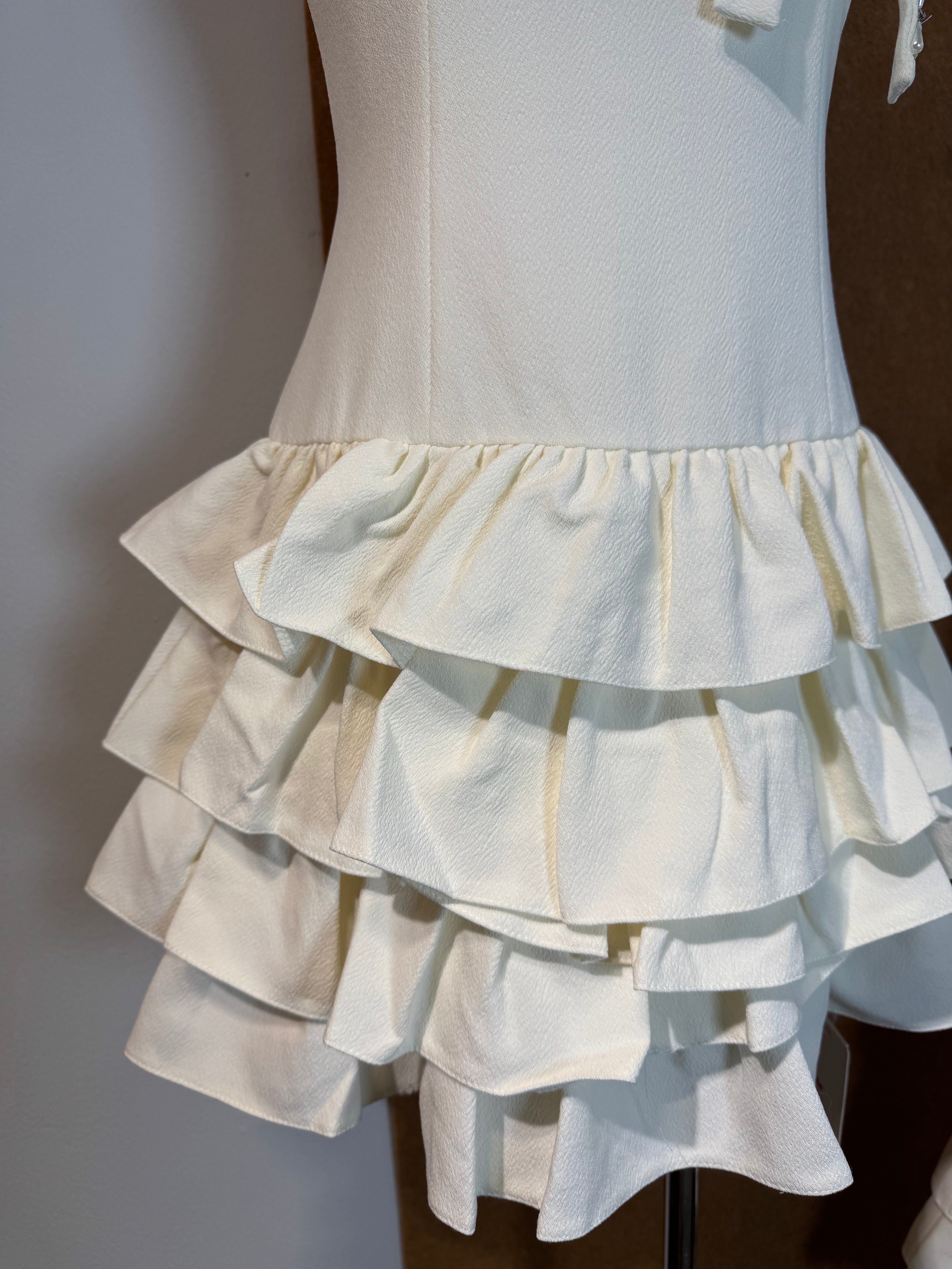 Bow & Rhinestone Tiered Ruffle Dress | Selene