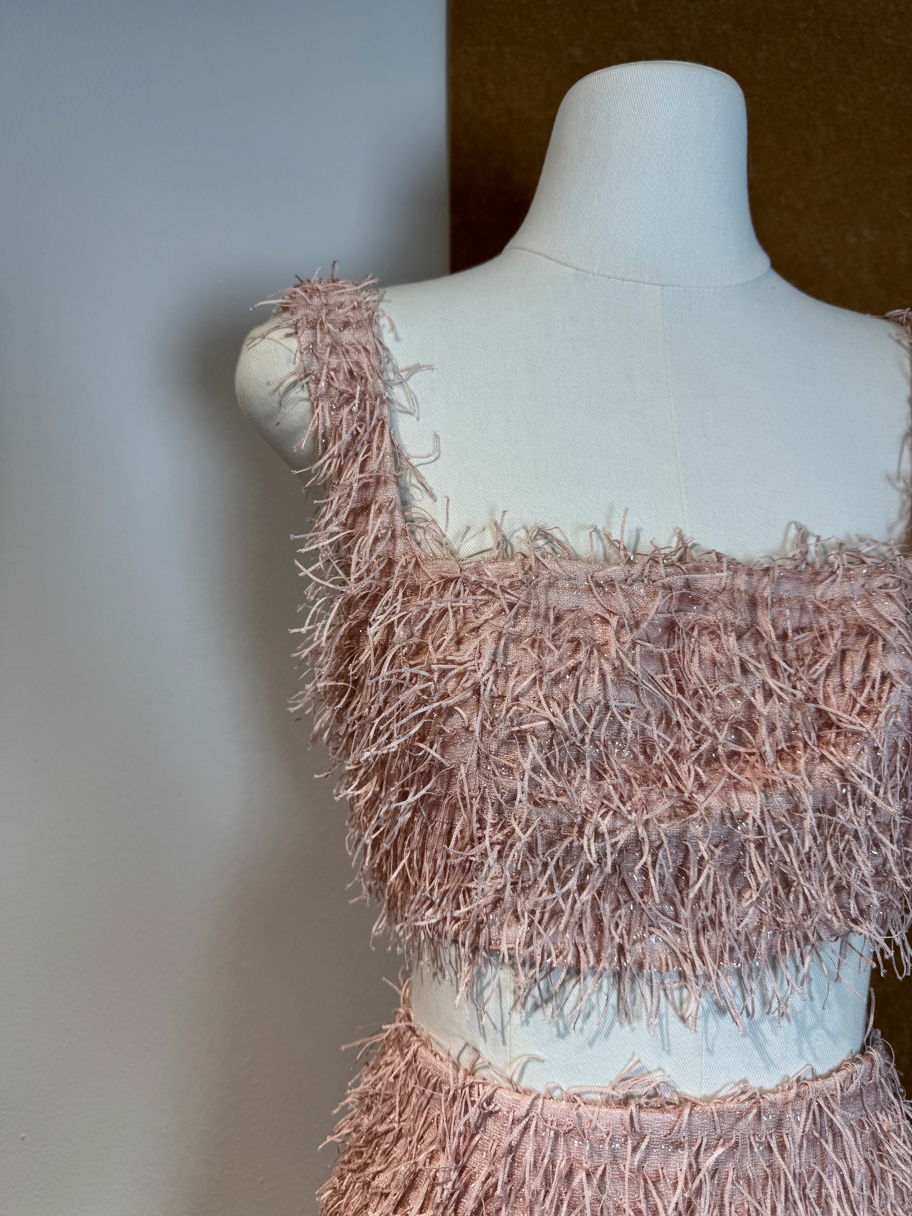 Feather-Fringe Square-Neck Crop Cami | Niaa