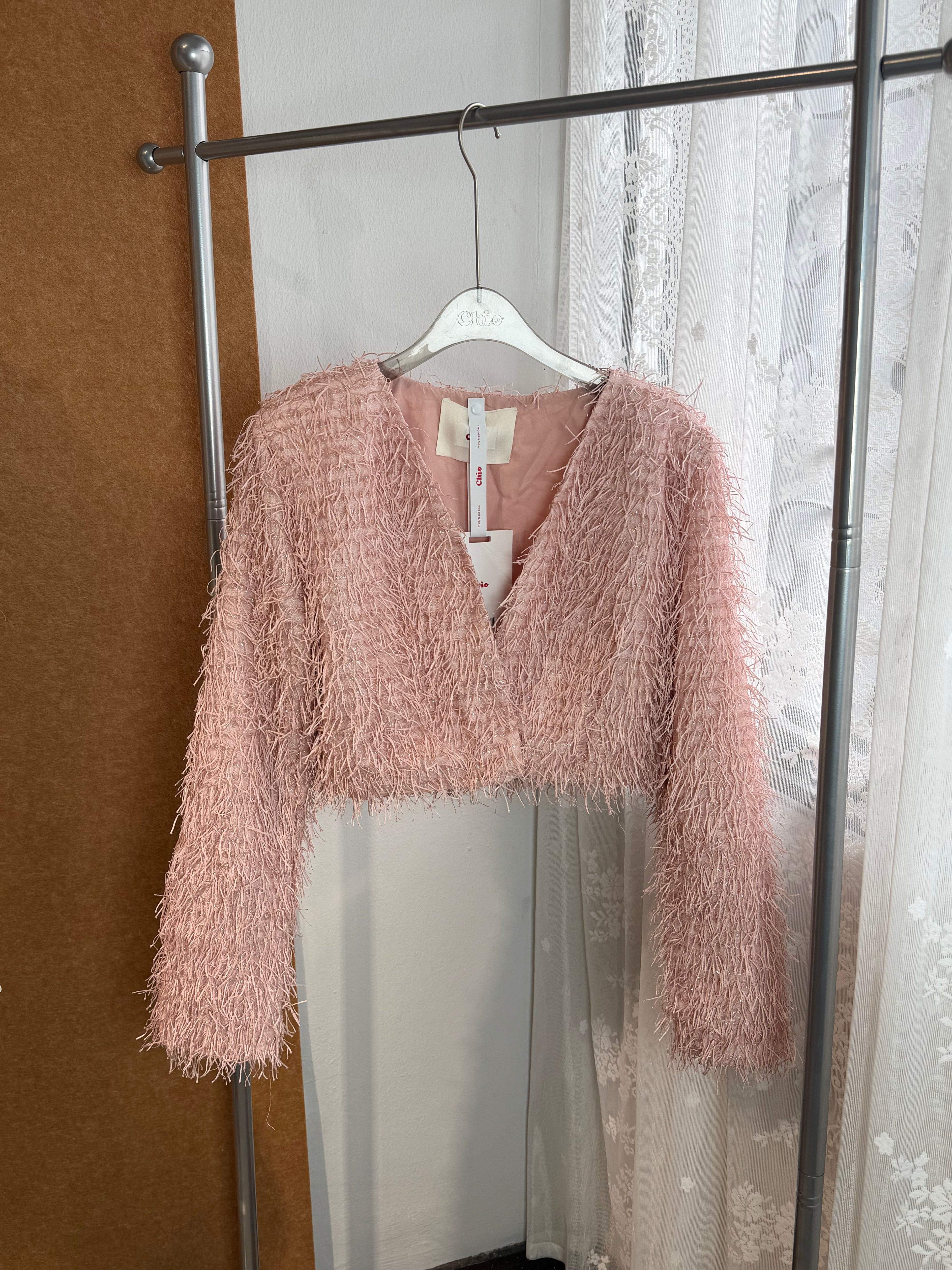 Feather-Fringe Open Cardigan | Nia
