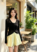Pointelle Frill-Trim Knit Cardigan | Quon
