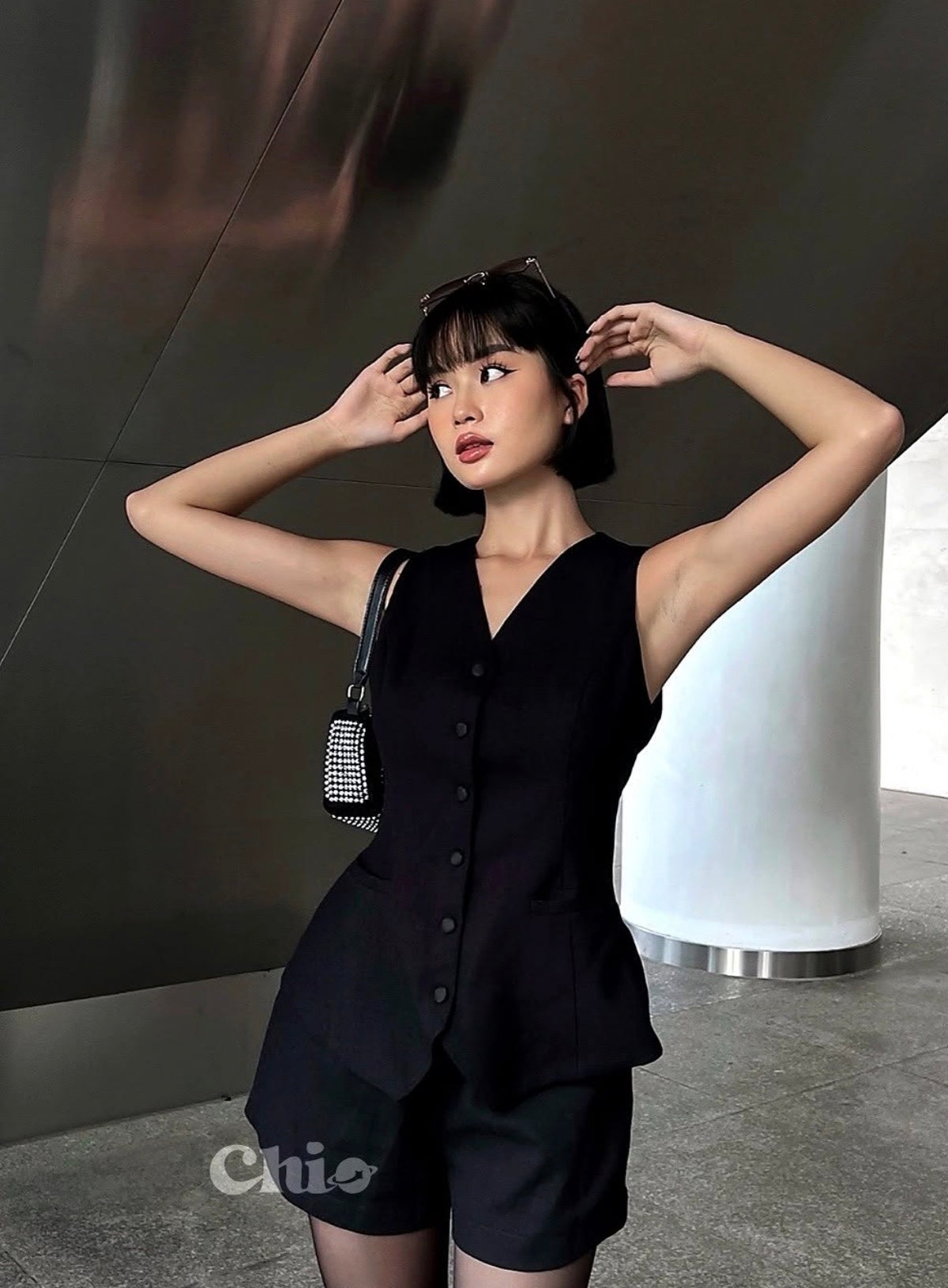 High-Waist Pleated Wide-Leg Suiting Shorts | Kameaa