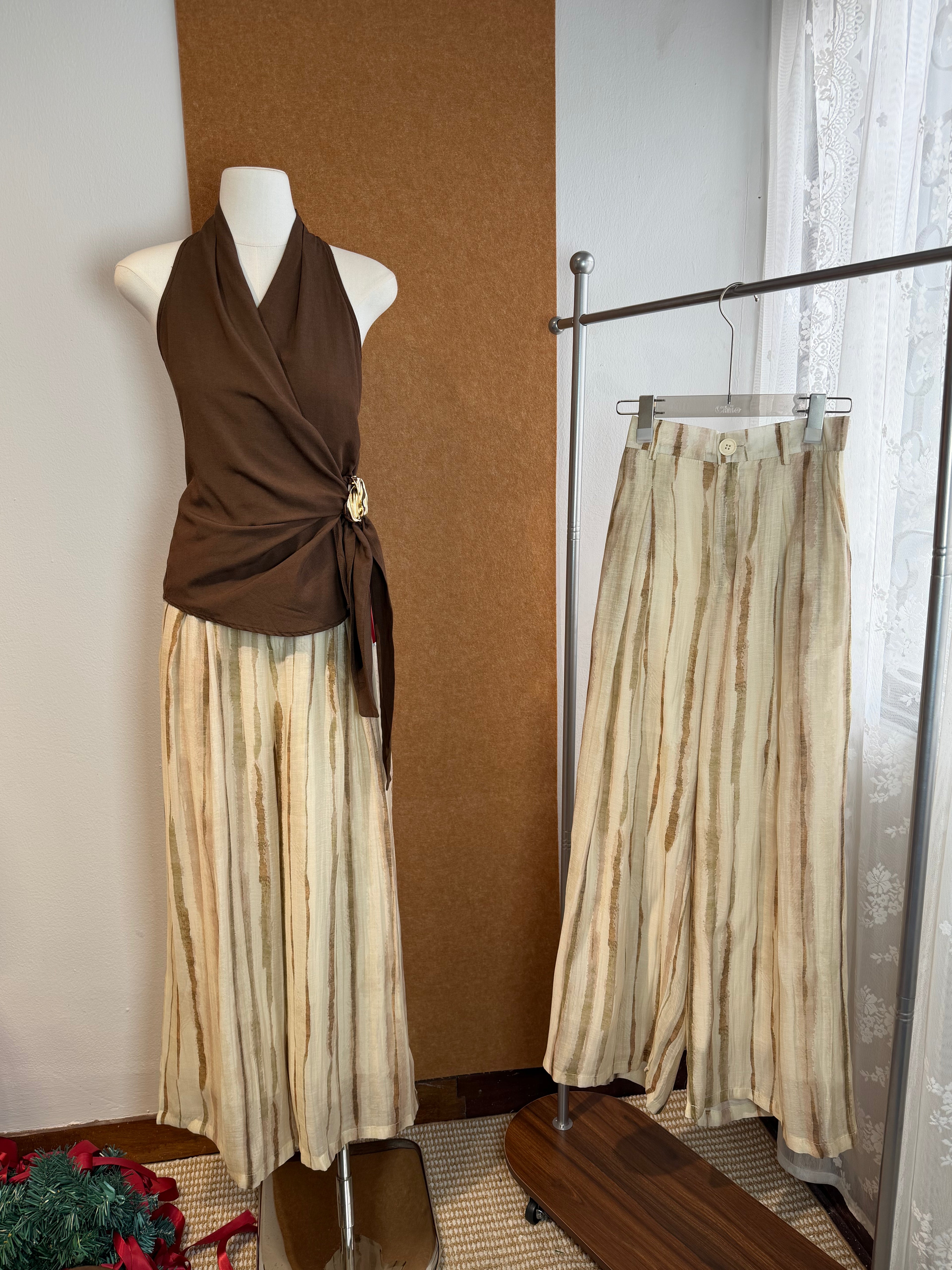 Watercolour Stripe Wide-Leg Trousers | Junia